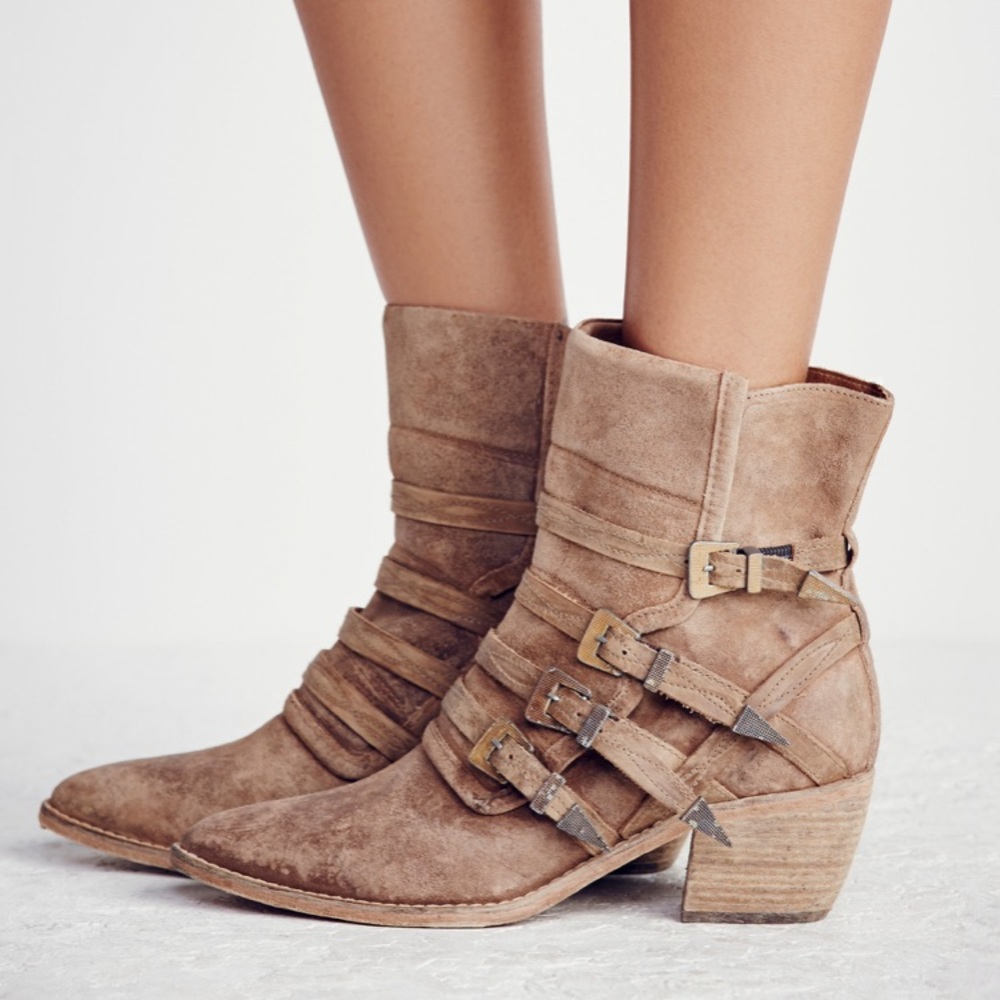 Free people suede buckle ankle boots. Size 38
